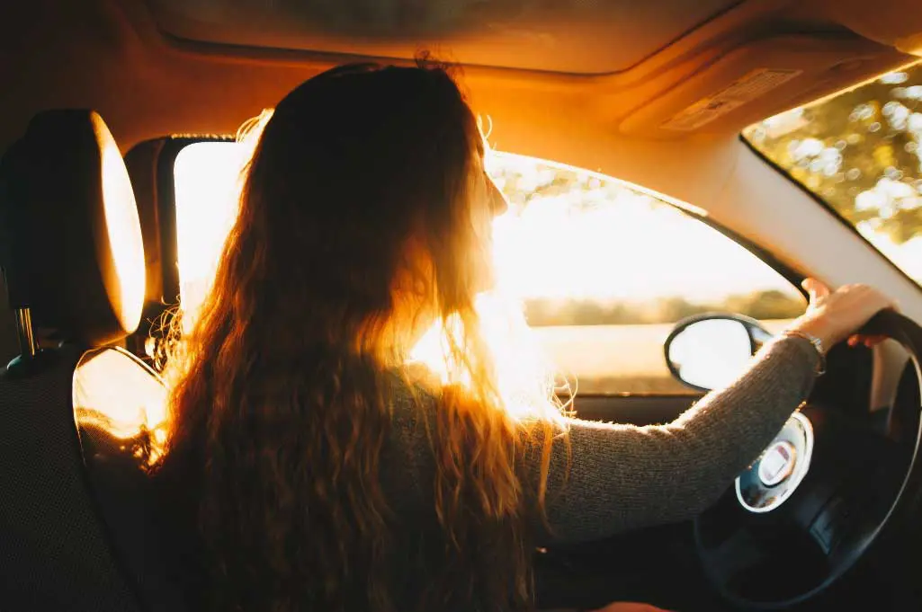 woman driving car
