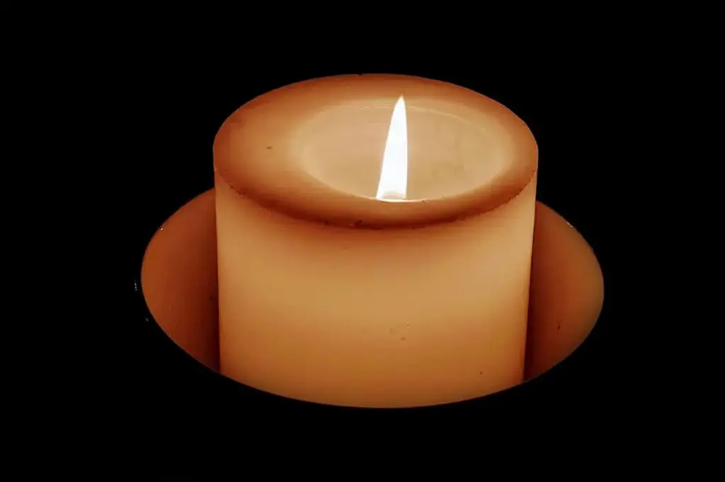 candle burning in darkness